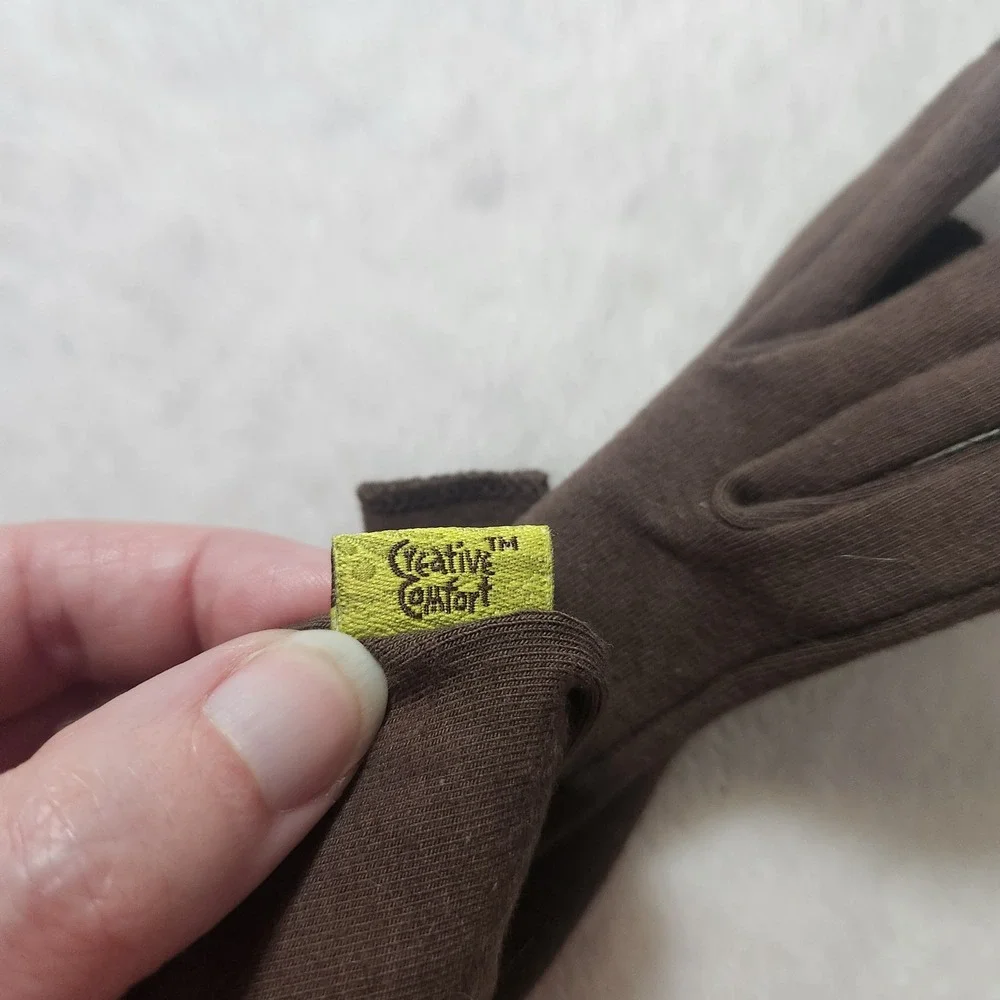 Creative Comfort Brown Fingerless Compression Gloves Open Finger Cotton Blend